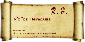Rácz Hermiusz névjegykártya