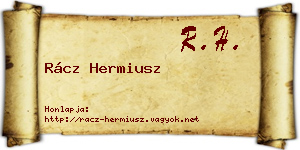 Rácz Hermiusz névjegykártya